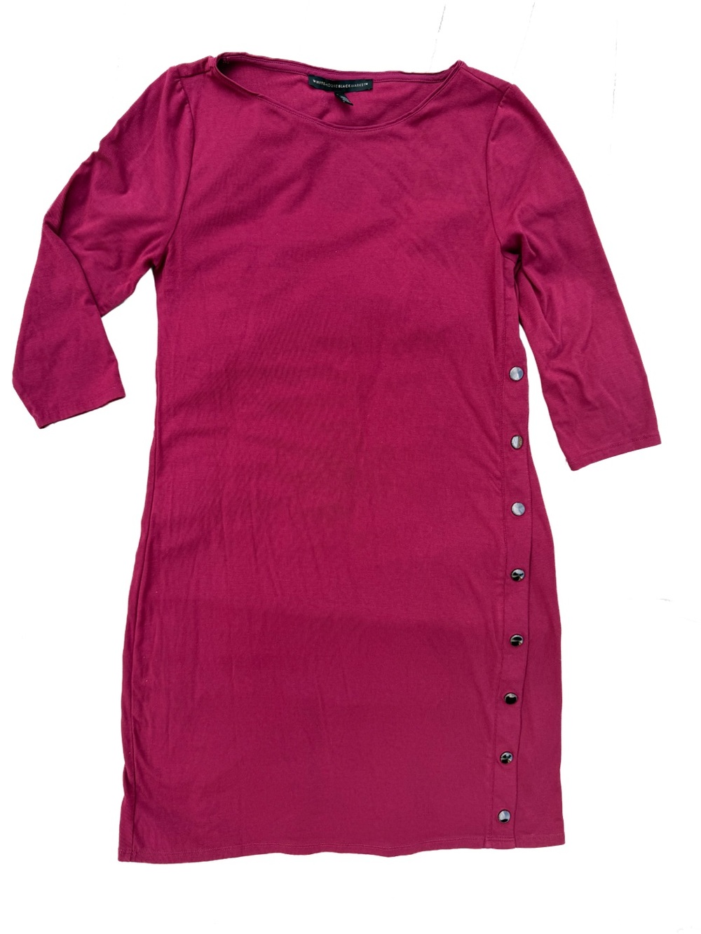 White House Black Market Magenta Boatneck Side Button Dress Small Womens EUC